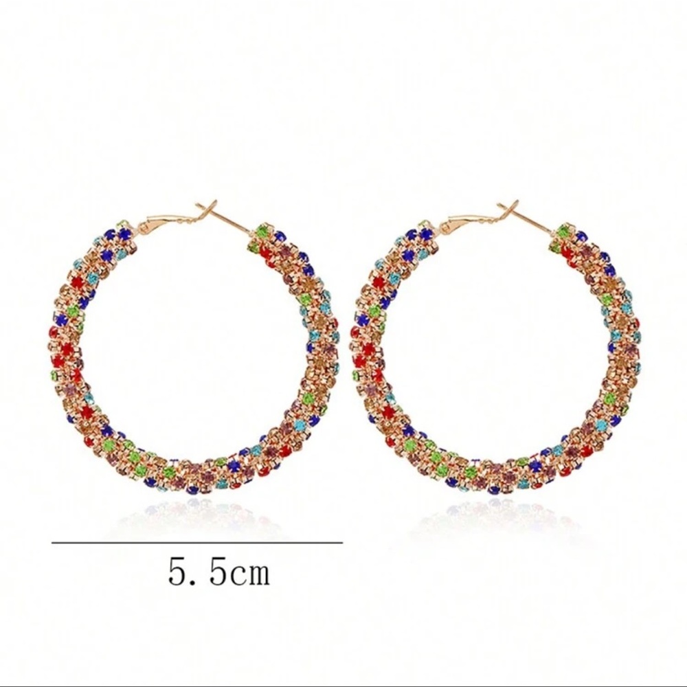 💎 Rhinestone Hoop Earrings 💎 - Picture 3 of 6